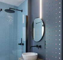 Angle valve installed in bathroom for water flow control in sanitary fittings